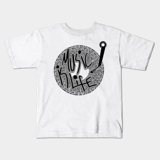 of music is life gramophone themed design Kids T-Shirt